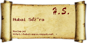 Hubai Sára névjegykártya