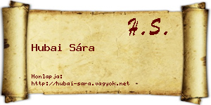 Hubai Sára névjegykártya